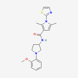 molecular formula C21H24N4O2S B6934431 N-[1-(2-methoxyphenyl)pyrrolidin-3-yl]-2,5-dimethyl-1-(1,3-thiazol-2-yl)pyrrole-3-carboxamide 