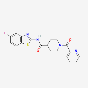 molecular formula C20H19FN4O2S B6934438 N-(5-fluoro-4-methyl-1,3-benzothiazol-2-yl)-1-(pyridine-2-carbonyl)piperidine-4-carboxamide 