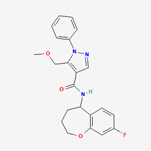 molecular formula C22H22FN3O3 B6934751 N-(8-fluoro-2,3,4,5-tetrahydro-1-benzoxepin-5-yl)-5-(methoxymethyl)-1-phenylpyrazole-4-carboxamide 