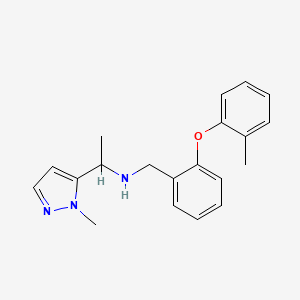 molecular formula C20H23N3O B6934790 N-[[2-(2-methylphenoxy)phenyl]methyl]-1-(2-methylpyrazol-3-yl)ethanamine 