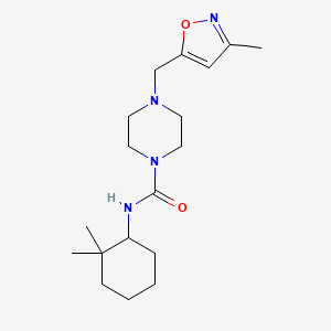molecular formula C18H30N4O2 B6934896 N-(2,2-dimethylcyclohexyl)-4-[(3-methyl-1,2-oxazol-5-yl)methyl]piperazine-1-carboxamide 