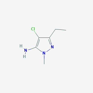 molecular formula C6H10ClN3 B069349 4-Chloro-3-ethyl-1-methyl-1H-pyrazol-5-amine CAS No. 180303-03-1