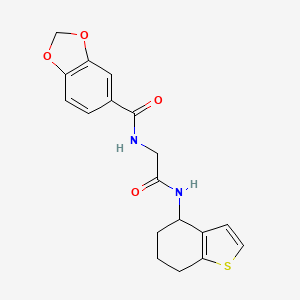 molecular formula C18H18N2O4S B6934911 N-[2-oxo-2-(4,5,6,7-tetrahydro-1-benzothiophen-4-ylamino)ethyl]-1,3-benzodioxole-5-carboxamide 