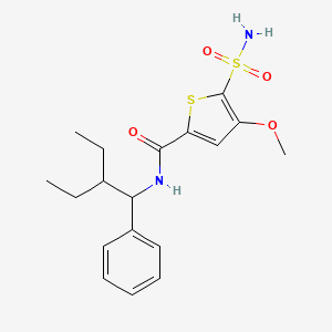 molecular formula C18H24N2O4S2 B6934950 N-(2-ethyl-1-phenylbutyl)-4-methoxy-5-sulfamoylthiophene-2-carboxamide 