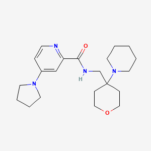 molecular formula C21H32N4O2 B6934967 N-[(4-piperidin-1-yloxan-4-yl)methyl]-4-pyrrolidin-1-ylpyridine-2-carboxamide 