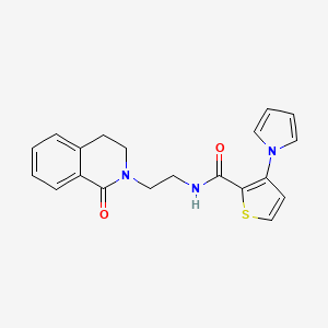 molecular formula C20H19N3O2S B6935067 N-[2-(1-oxo-3,4-dihydroisoquinolin-2-yl)ethyl]-3-pyrrol-1-ylthiophene-2-carboxamide 