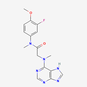 molecular formula C16H17FN6O2 B6935162 N-(3-fluoro-4-methoxyphenyl)-N-methyl-2-[methyl(7H-purin-6-yl)amino]acetamide 