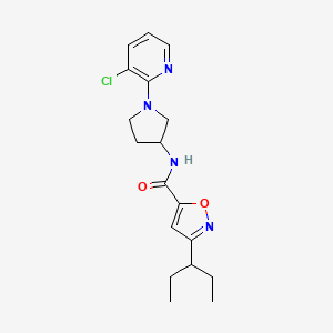 molecular formula C18H23ClN4O2 B6935308 N-[1-(3-chloropyridin-2-yl)pyrrolidin-3-yl]-3-pentan-3-yl-1,2-oxazole-5-carboxamide 