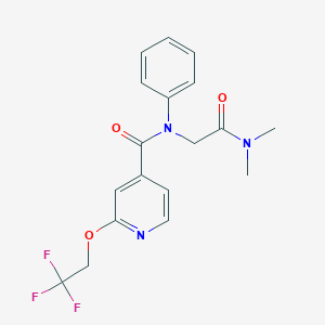 molecular formula C18H18F3N3O3 B6935318 N-[2-(dimethylamino)-2-oxoethyl]-N-phenyl-2-(2,2,2-trifluoroethoxy)pyridine-4-carboxamide 
