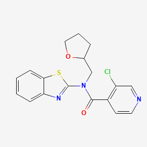 molecular formula C18H16ClN3O2S B6935327 N-(1,3-benzothiazol-2-yl)-3-chloro-N-(oxolan-2-ylmethyl)pyridine-4-carboxamide 