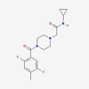 molecular formula C17H21F2N3O2 B6935331 N-cyclopropyl-2-[4-(2,5-difluoro-4-methylbenzoyl)piperazin-1-yl]acetamide 