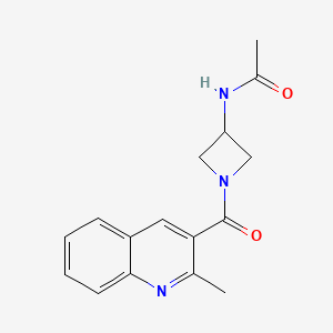 molecular formula C16H17N3O2 B6935335 N-[1-(2-methylquinoline-3-carbonyl)azetidin-3-yl]acetamide 