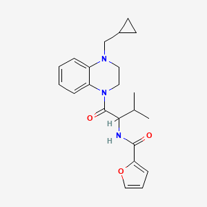 molecular formula C22H27N3O3 B6935343 N-[1-[4-(cyclopropylmethyl)-2,3-dihydroquinoxalin-1-yl]-3-methyl-1-oxobutan-2-yl]furan-2-carboxamide 