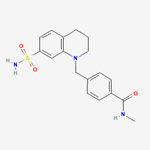 molecular formula C18H21N3O3S B6935388 N-methyl-4-[(7-sulfamoyl-3,4-dihydro-2H-quinolin-1-yl)methyl]benzamide 