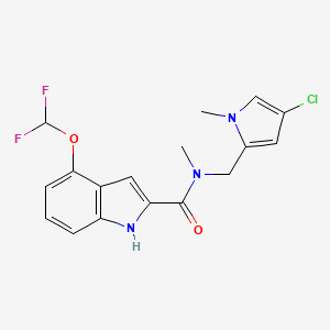 molecular formula C17H16ClF2N3O2 B6935436 N-[(4-chloro-1-methylpyrrol-2-yl)methyl]-4-(difluoromethoxy)-N-methyl-1H-indole-2-carboxamide 