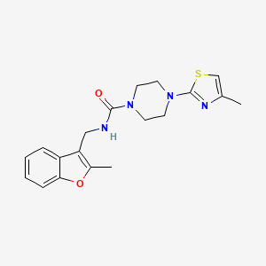 molecular formula C19H22N4O2S B6935452 N-[(2-methyl-1-benzofuran-3-yl)methyl]-4-(4-methyl-1,3-thiazol-2-yl)piperazine-1-carboxamide 