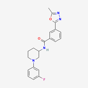 molecular formula C21H21FN4O2 B6935637 N-[1-(3-fluorophenyl)piperidin-3-yl]-3-(5-methyl-1,3,4-oxadiazol-2-yl)benzamide 
