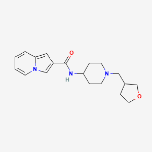 molecular formula C19H25N3O2 B6935643 N-[1-(oxolan-3-ylmethyl)piperidin-4-yl]indolizine-2-carboxamide 