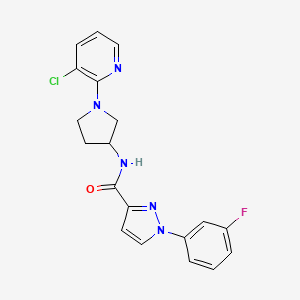 molecular formula C19H17ClFN5O B6935688 N-[1-(3-chloropyridin-2-yl)pyrrolidin-3-yl]-1-(3-fluorophenyl)pyrazole-3-carboxamide 