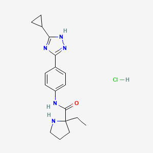 molecular formula C18H24ClN5O B6935714 N-[4-(5-cyclopropyl-1H-1,2,4-triazol-3-yl)phenyl]-2-ethylpyrrolidine-2-carboxamide;hydrochloride 