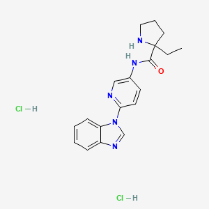 molecular formula C19H23Cl2N5O B6935721 N-[6-(benzimidazol-1-yl)pyridin-3-yl]-2-ethylpyrrolidine-2-carboxamide;dihydrochloride 