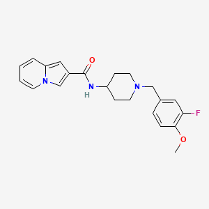 molecular formula C22H24FN3O2 B6935825 N-[1-[(3-fluoro-4-methoxyphenyl)methyl]piperidin-4-yl]indolizine-2-carboxamide 