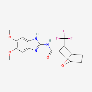 molecular formula C17H18F3N3O4 B6935828 N-(5,6-dimethoxy-1H-benzimidazol-2-yl)-3-(trifluoromethyl)-7-oxabicyclo[2.2.1]heptane-2-carboxamide 
