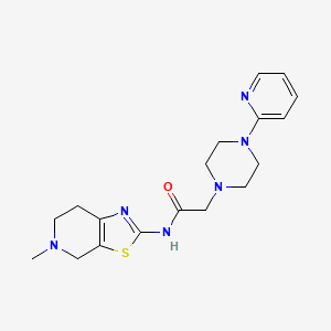 molecular formula C18H24N6OS B6935836 N-(5-methyl-6,7-dihydro-4H-[1,3]thiazolo[5,4-c]pyridin-2-yl)-2-(4-pyridin-2-ylpiperazin-1-yl)acetamide 