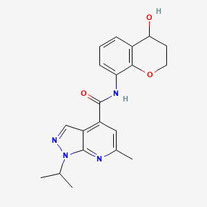 molecular formula C20H22N4O3 B6935875 N-(4-hydroxy-3,4-dihydro-2H-chromen-8-yl)-6-methyl-1-propan-2-ylpyrazolo[3,4-b]pyridine-4-carboxamide 