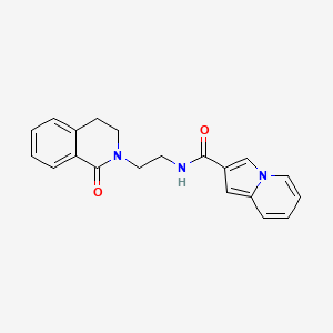 molecular formula C20H19N3O2 B6935877 N-[2-(1-oxo-3,4-dihydroisoquinolin-2-yl)ethyl]indolizine-2-carboxamide 