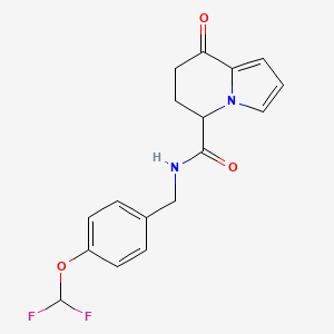 molecular formula C17H16F2N2O3 B6935973 N-[[4-(difluoromethoxy)phenyl]methyl]-8-oxo-6,7-dihydro-5H-indolizine-5-carboxamide 
