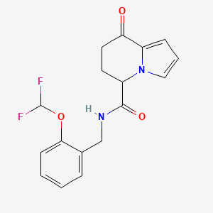 molecular formula C17H16F2N2O3 B6936014 N-[[2-(difluoromethoxy)phenyl]methyl]-8-oxo-6,7-dihydro-5H-indolizine-5-carboxamide 