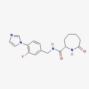 molecular formula C17H19FN4O2 B6936054 N-[(3-fluoro-4-imidazol-1-ylphenyl)methyl]-7-oxoazepane-2-carboxamide 