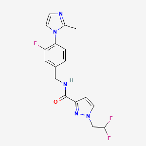 molecular formula C17H16F3N5O B6936062 1-(2,2-difluoroethyl)-N-[[3-fluoro-4-(2-methylimidazol-1-yl)phenyl]methyl]pyrazole-3-carboxamide 