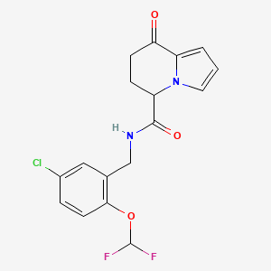 molecular formula C17H15ClF2N2O3 B6936160 N-[[5-chloro-2-(difluoromethoxy)phenyl]methyl]-8-oxo-6,7-dihydro-5H-indolizine-5-carboxamide 