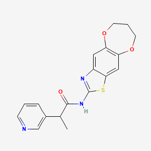 molecular formula C18H17N3O3S B6936252 N-(7,8-dihydro-6H-[1,4]dioxepino[2,3-f][1,3]benzothiazol-2-yl)-2-pyridin-3-ylpropanamide 
