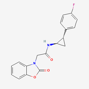 molecular formula C18H15FN2O3 B6936396 N-[(1R,2S)-2-(4-fluorophenyl)cyclopropyl]-2-(2-oxo-1,3-benzoxazol-3-yl)acetamide 