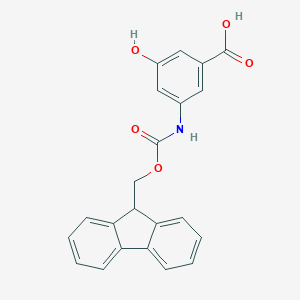 molecular formula C22H17NO5 B069364 3-{[(9H-芴-9-基甲氧羰基)氨基]-5-羟基苯甲酸} CAS No. 176442-21-0