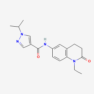 molecular formula C18H22N4O2 B6936539 N-(1-ethyl-2-oxo-3,4-dihydroquinolin-6-yl)-1-propan-2-ylpyrazole-4-carboxamide 
