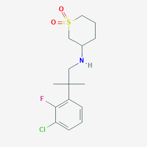molecular formula C15H21ClFNO2S B6936594 N-[2-(3-chloro-2-fluorophenyl)-2-methylpropyl]-1,1-dioxothian-3-amine 