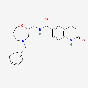 molecular formula C23H27N3O3 B6936596 N-[(4-benzyl-1,4-oxazepan-2-yl)methyl]-2-oxo-3,4-dihydro-1H-quinoline-6-carboxamide 