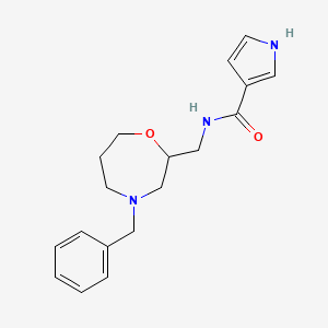 molecular formula C18H23N3O2 B6936598 N-[(4-benzyl-1,4-oxazepan-2-yl)methyl]-1H-pyrrole-3-carboxamide 