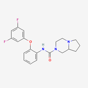molecular formula C20H21F2N3O2 B6936618 N-[2-(3,5-difluorophenoxy)phenyl]-3,4,6,7,8,8a-hexahydro-1H-pyrrolo[1,2-a]pyrazine-2-carboxamide 