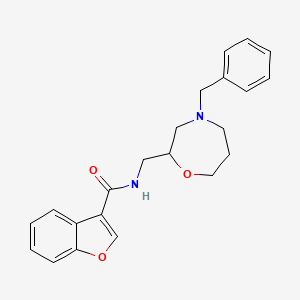 molecular formula C22H24N2O3 B6936623 N-[(4-benzyl-1,4-oxazepan-2-yl)methyl]-1-benzofuran-3-carboxamide 