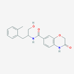 molecular formula C19H20N2O4 B6936630 N-[1-hydroxy-3-(2-methylphenyl)propan-2-yl]-3-oxo-4H-1,4-benzoxazine-7-carboxamide 