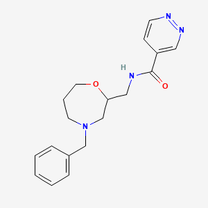 molecular formula C18H22N4O2 B6936647 N-[(4-benzyl-1,4-oxazepan-2-yl)methyl]pyridazine-4-carboxamide 