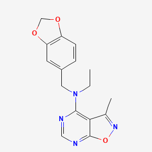 molecular formula C16H16N4O3 B6936726 N-(1,3-benzodioxol-5-ylmethyl)-N-ethyl-3-methyl-[1,2]oxazolo[5,4-d]pyrimidin-4-amine 
