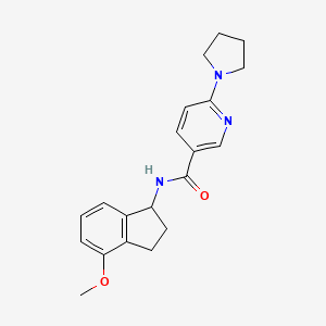 molecular formula C20H23N3O2 B6936765 N-(4-methoxy-2,3-dihydro-1H-inden-1-yl)-6-pyrrolidin-1-ylpyridine-3-carboxamide 