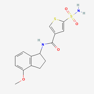 molecular formula C15H16N2O4S2 B6936774 N-(4-methoxy-2,3-dihydro-1H-inden-1-yl)-5-sulfamoylthiophene-3-carboxamide 