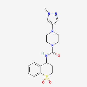 molecular formula C18H23N5O3S B6936850 N-(1,1-dioxo-3,4-dihydro-2H-thiochromen-4-yl)-4-(1-methylpyrazol-4-yl)piperazine-1-carboxamide 